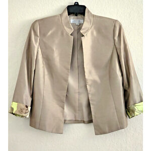 TOP/JACKET-TAHARI-Satin Like Polyester Material-3/4 Cuff Sleeves-Short Length-10